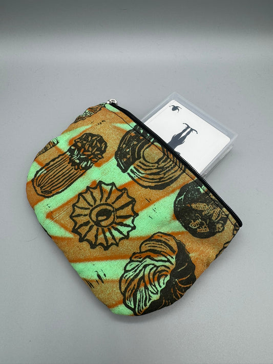 Block-Printed Handmade Italian Butter Cookie Bag | 3" x 4" | Black on Green/Orange