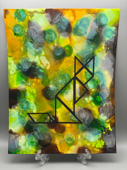 Tangram Cat Screenprint | 8.5" x 11" Original | Choose Your Variant