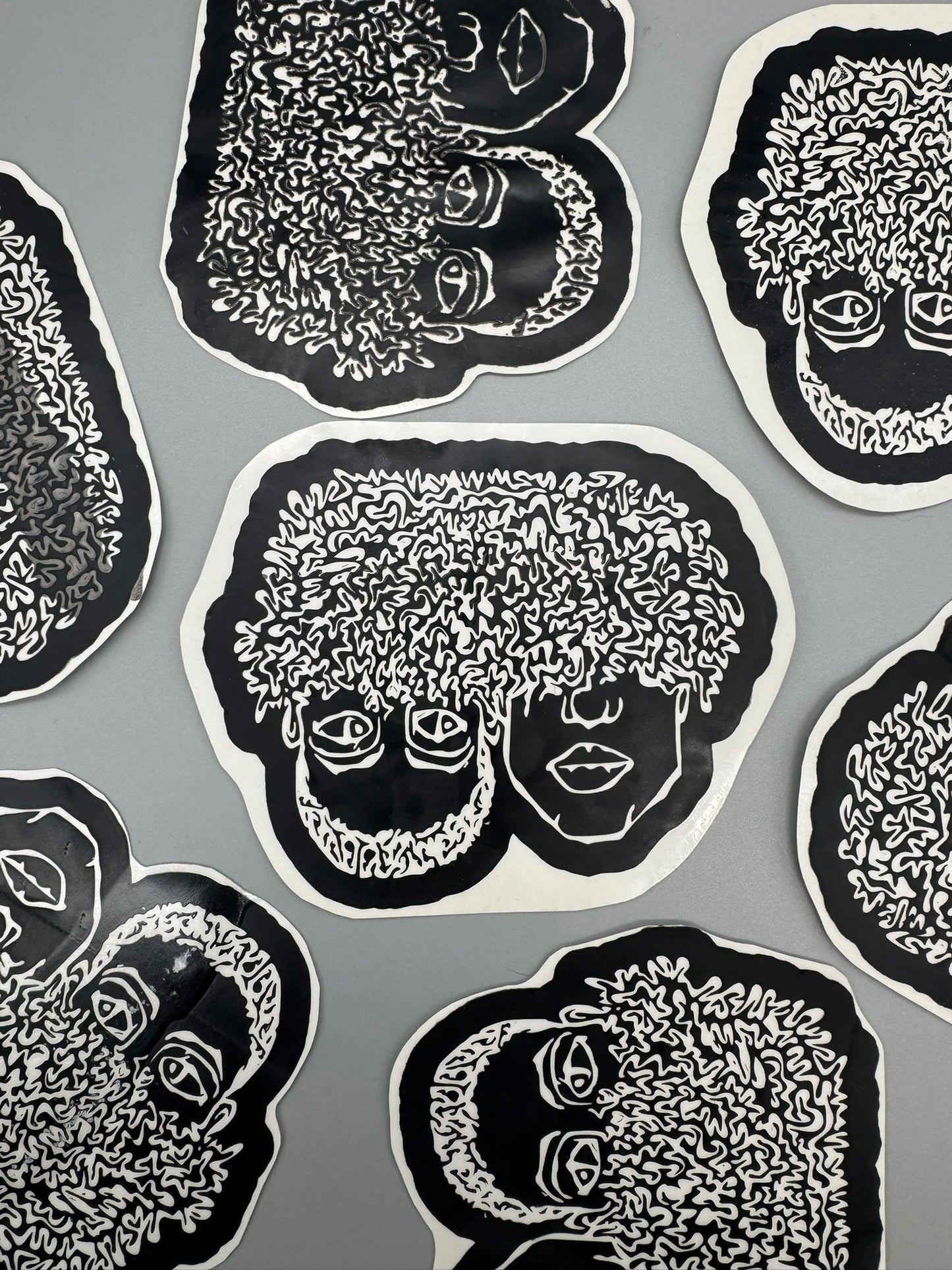 Original Design Handmade Screenprinted Vinyl Stickers | 4" x 3" | Black on Clear