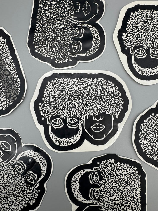 Original Design Handmade Screenprinted Vinyl Stickers | 4" x 3" | Black on Clear