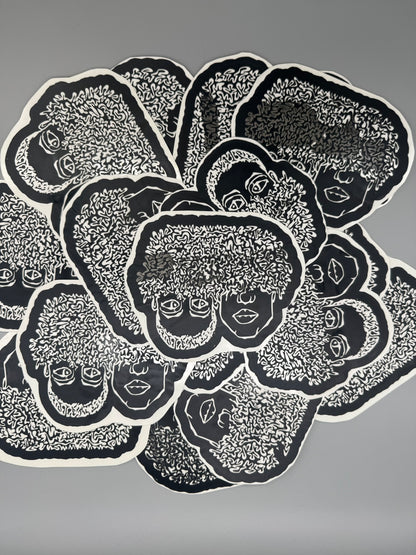 Original Design Handmade Screenprinted Vinyl Stickers | 4" x 3" | Black on Clear