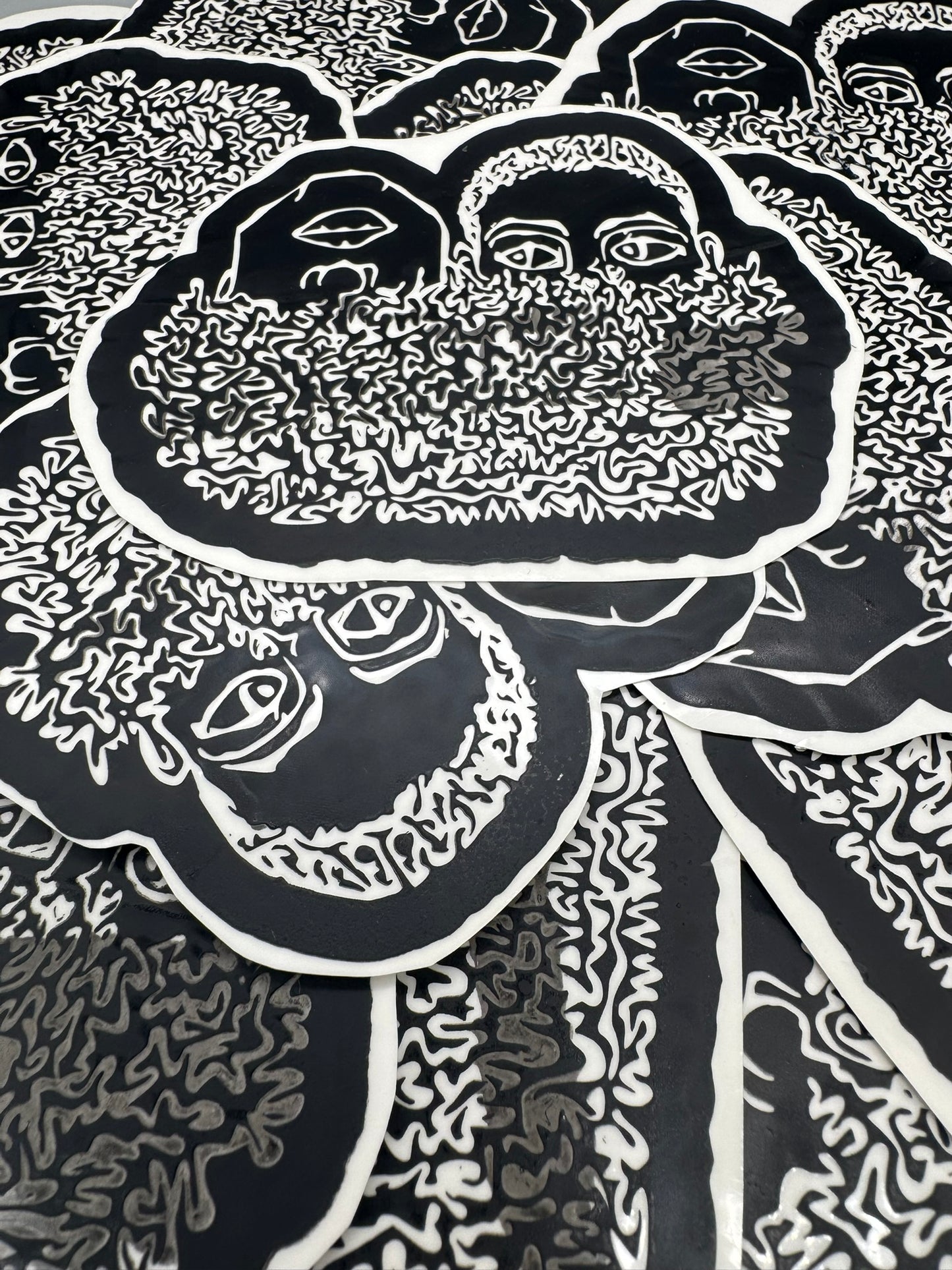 Original Design Handmade Screenprinted Vinyl Stickers | 4" x 3" | Black on Clear