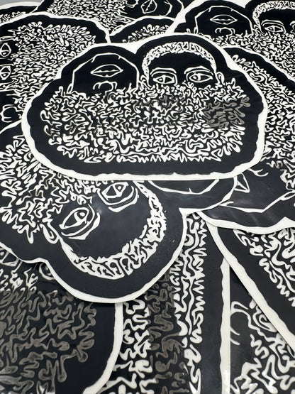 Original Design Handmade Screenprinted Vinyl Stickers | 4" x 3" | Black on Clear