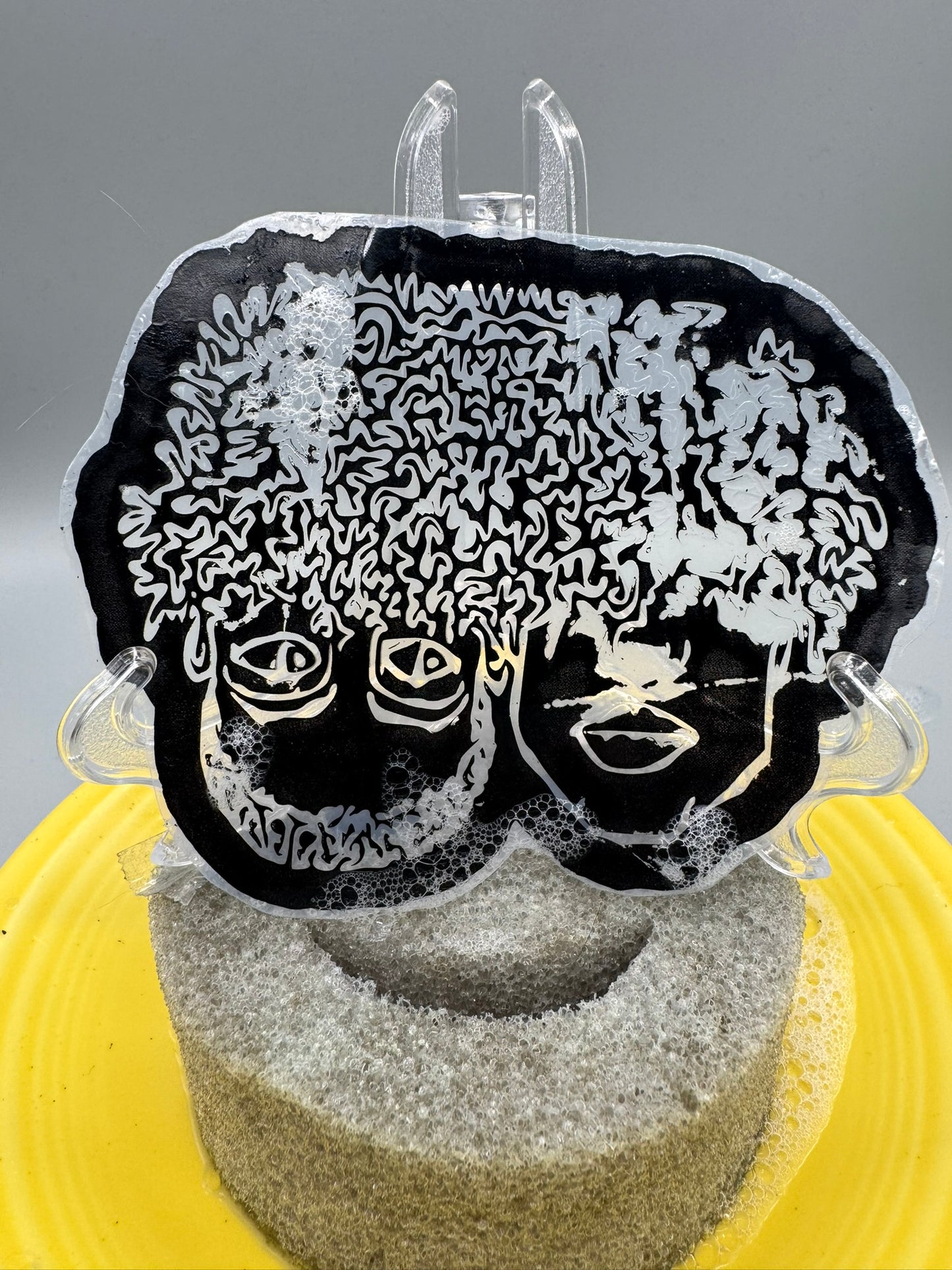 Original Design Handmade Screenprinted Vinyl Stickers | 4" x 3" | Black on Clear