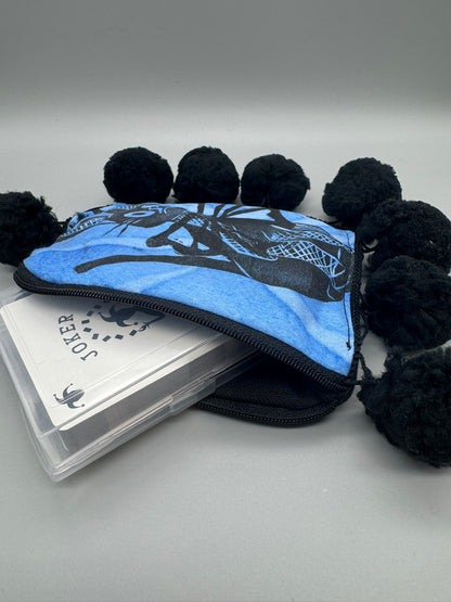 Block-Printed Handmade Little Cat Bags | 3" x 4" | Black on Blue