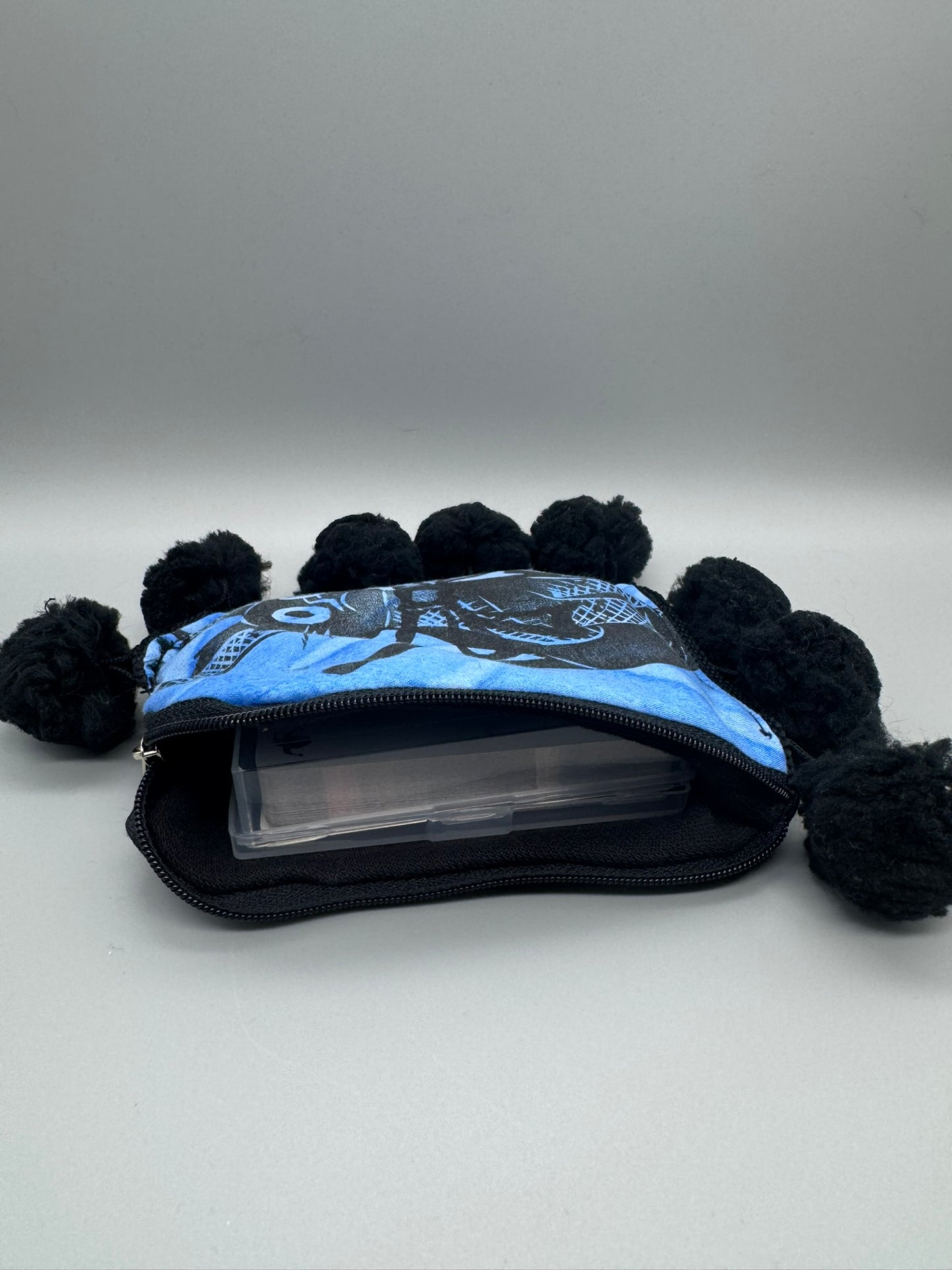 Block-Printed Handmade Little Cat Bags | 3" x 4" | Black on Blue