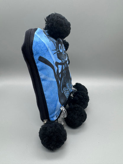 Block-Printed Handmade Little Cat Bags | 3" x 4" | Black on Blue