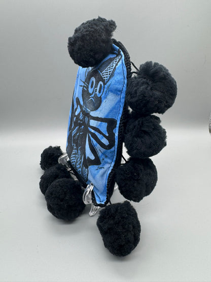 Block-Printed Handmade Little Cat Bags | 3" x 4" | Black on Blue