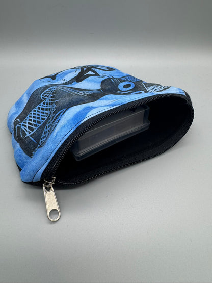 Block-Printed Handmade Little Cat Bags | 3" x 4" | Black on Blue