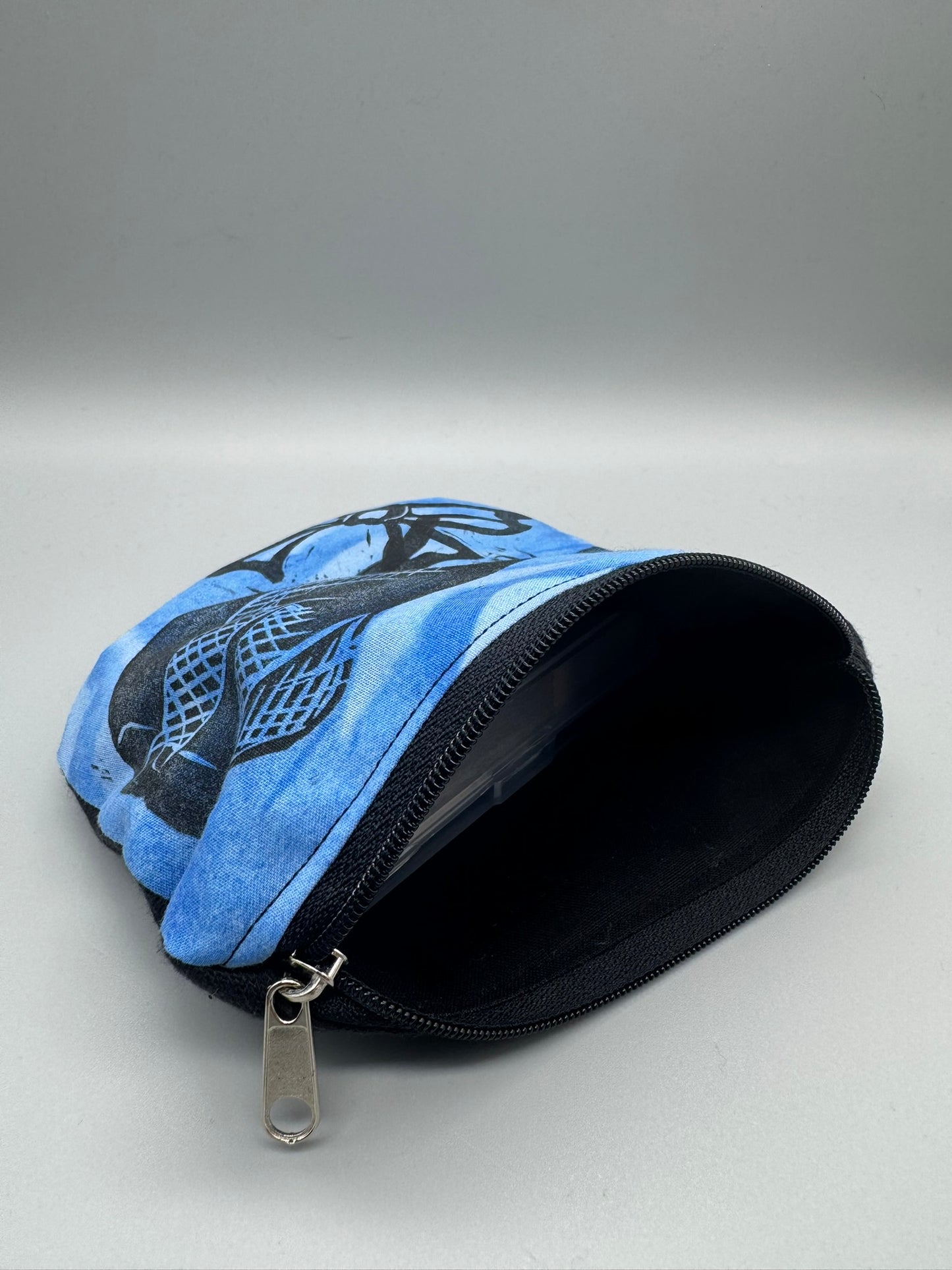 Block-Printed Handmade Little Cat Bags | 3" x 4" | Black on Blue