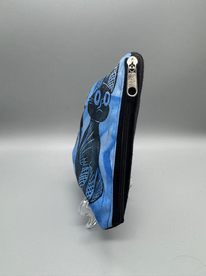 Block-Printed Handmade Little Cat Bags | 3" x 4" | Black on Blue