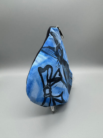 Block-Printed Handmade Little Cat Bags | 3" x 4" | Black on Blue