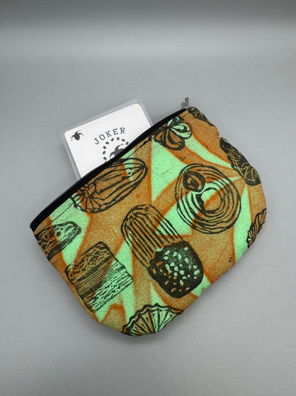 Block-Printed Handmade Italian Butter Cookie Bag | 3" x 4" | Black on Green/Orange