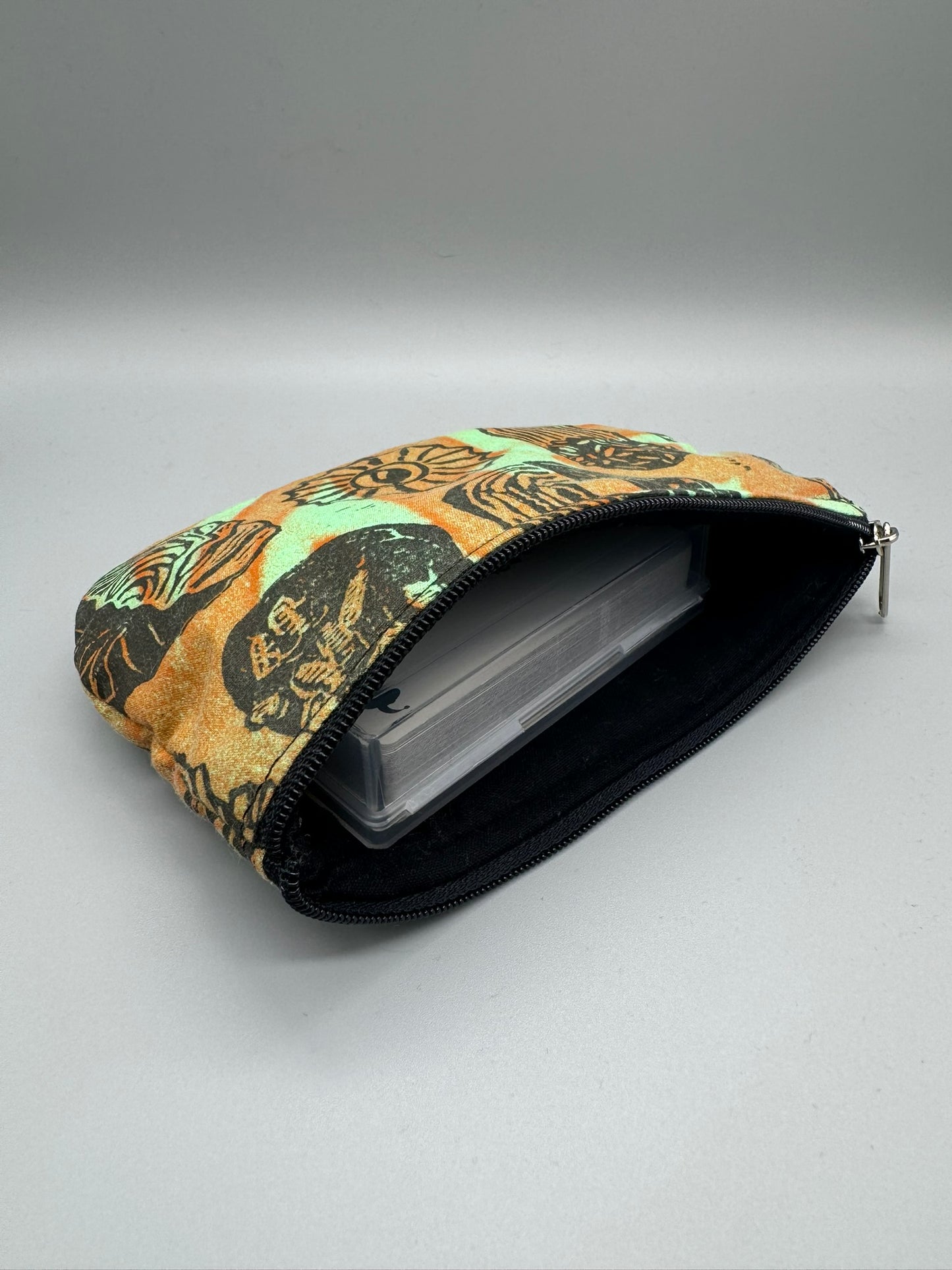 Block-Printed Handmade Italian Butter Cookie Bag | 3" x 4" | Black on Green/Orange