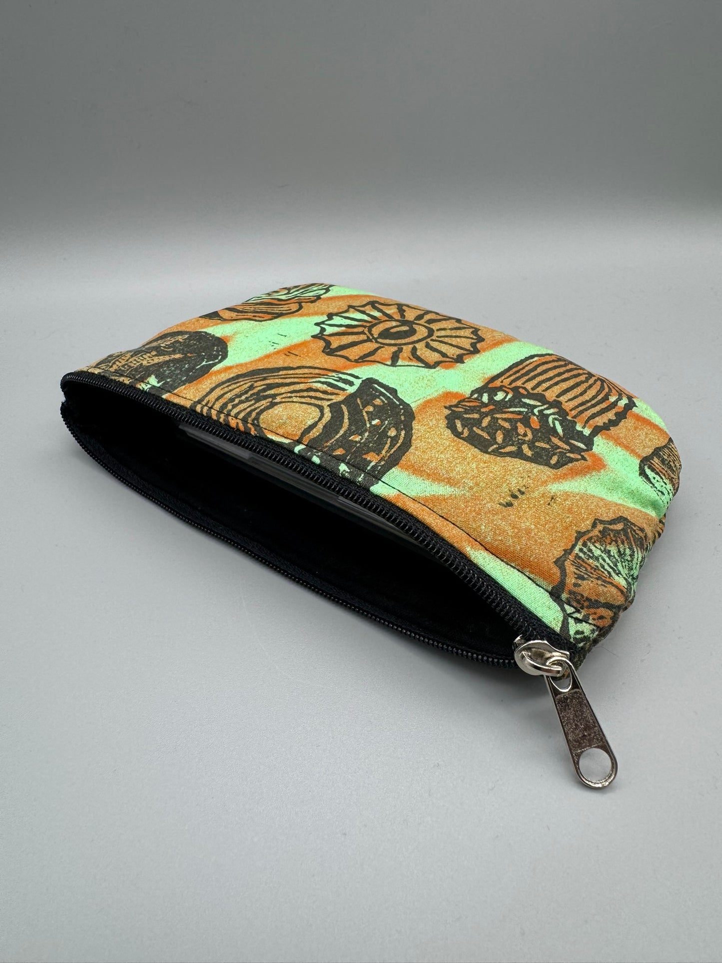 Block-Printed Handmade Italian Butter Cookie Bag | 3" x 4" | Black on Green/Orange