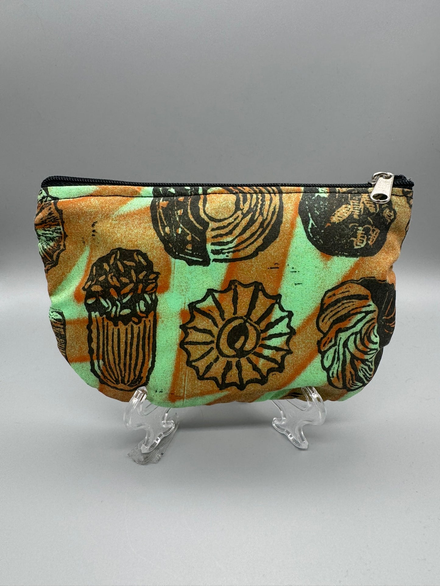 Block-Printed Handmade Italian Butter Cookie Bag | 3" x 4" | Black on Green/Orange