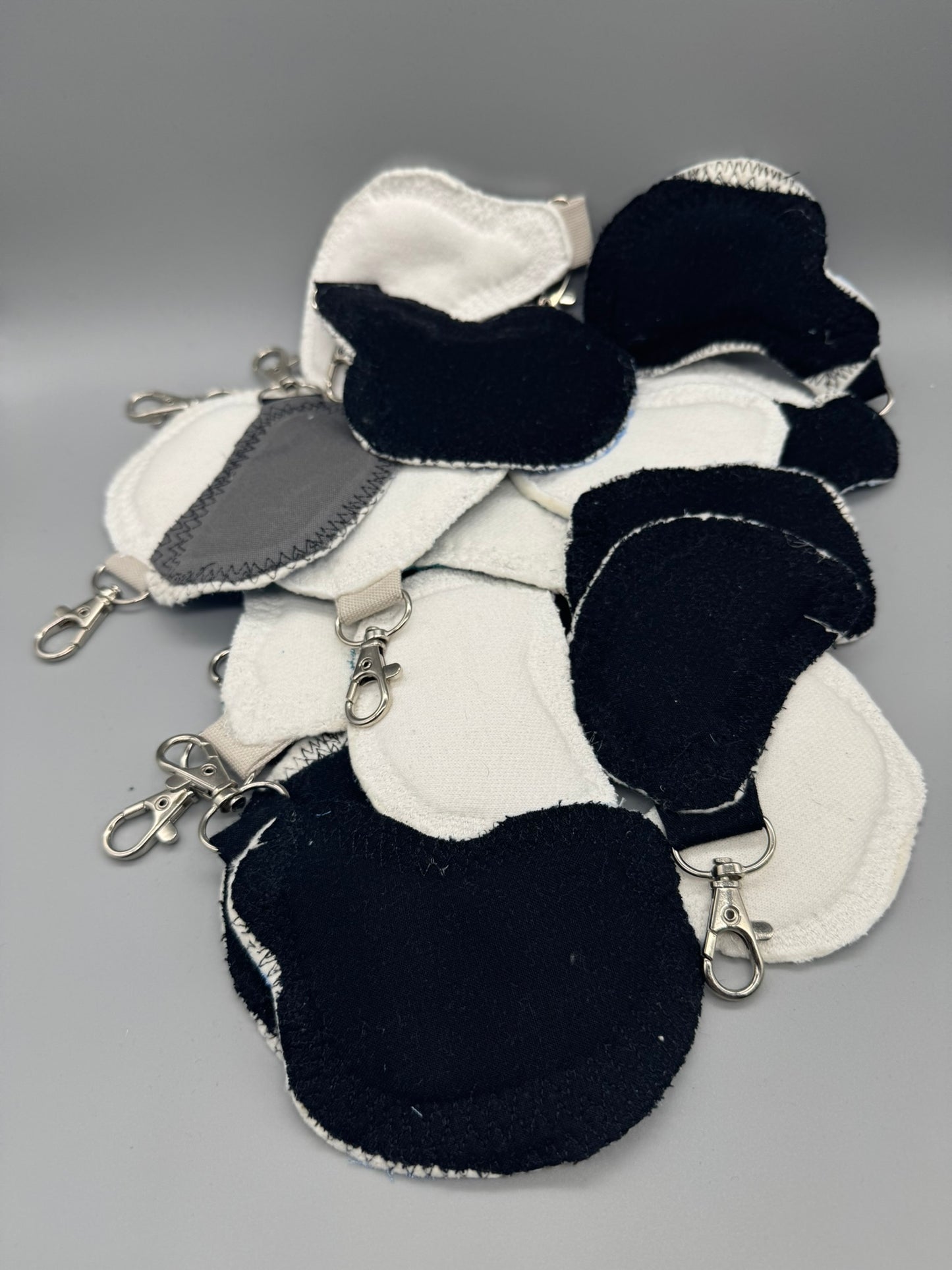 Block-Printed Handmade Scrappy Soft Cat & Bow Keychains | 2" x 3" | Choose Your Variant