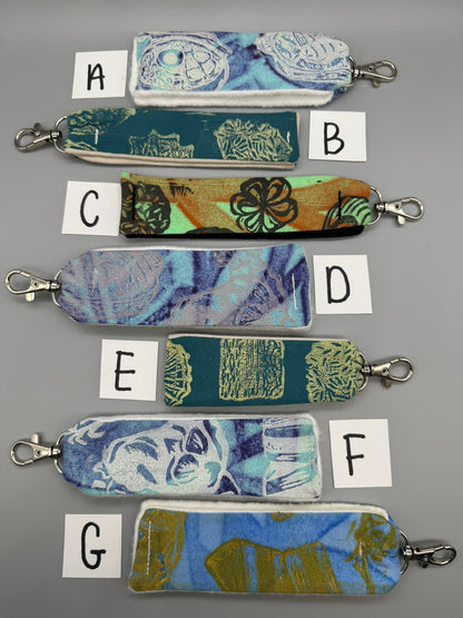 Block-Printed Handmade Snacks and Cookies Keychain Loops | 1" x 4" | Choose Your Variant