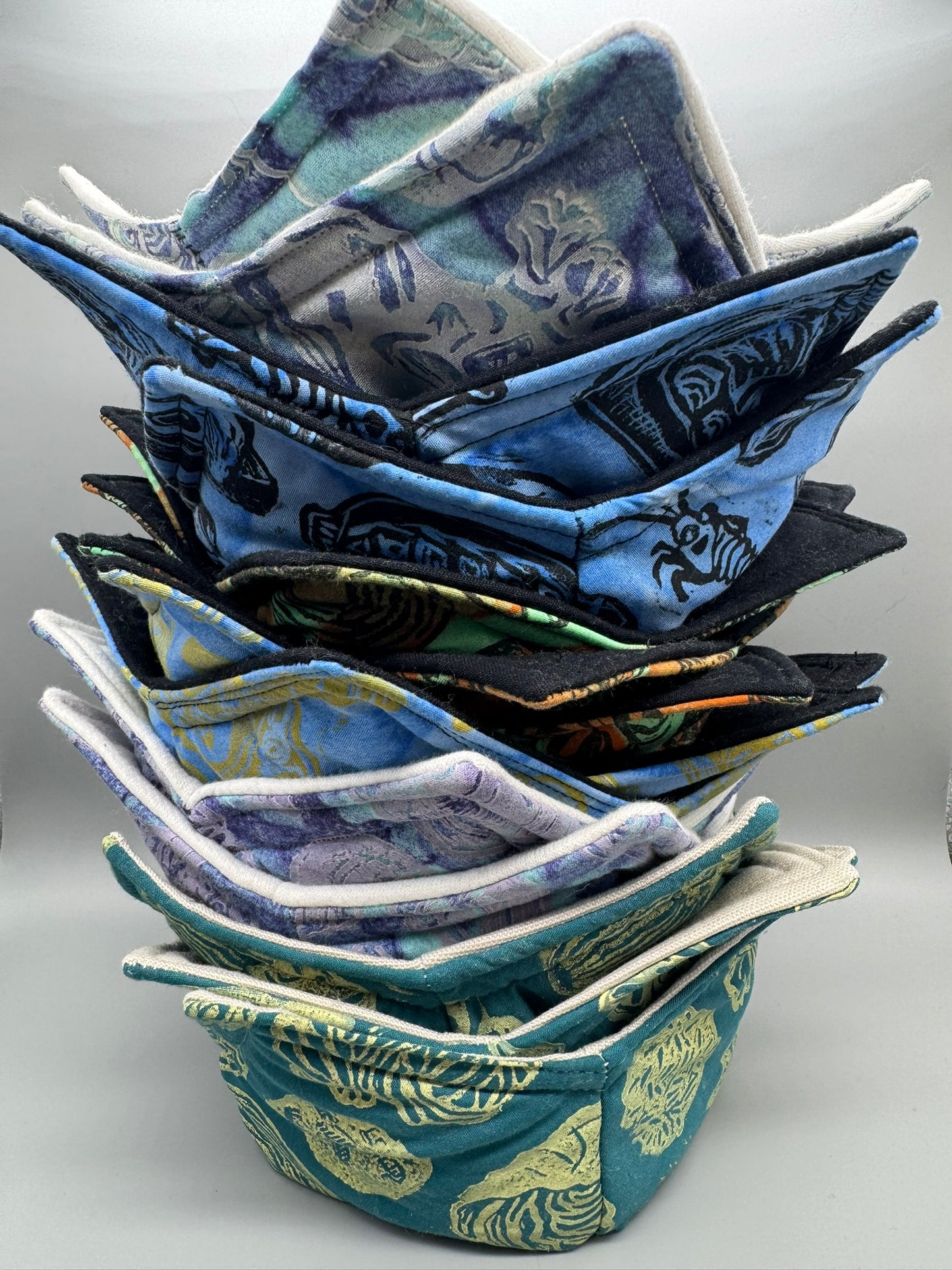 Block-Printed Handmade Soft Bowl or Bowl Koozie | Small - 4.5" Inner Diameter | Choose Your Variant